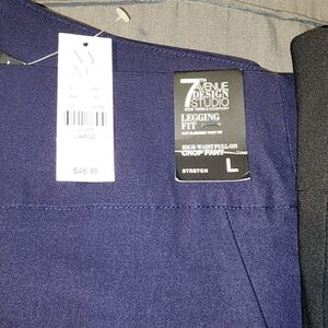 New York & Company Navy High-Waist Pull-On Crop Pants